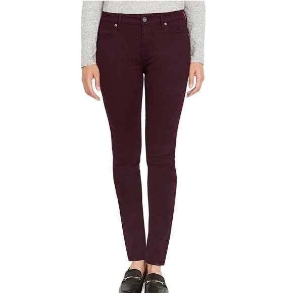 BUFFALO David Bitton Women's Mid Rise Stretch Skinny Stretch Burgundy Jeans - Picture 1 of 9